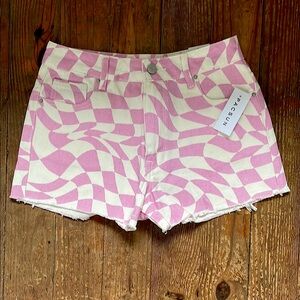 PacSun High Waist Pink and White Patterned Shorts